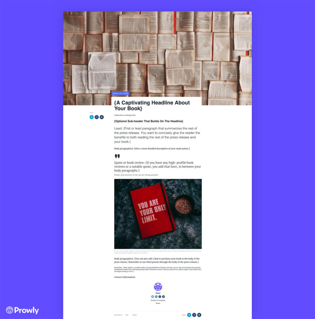 Book Press Release Template