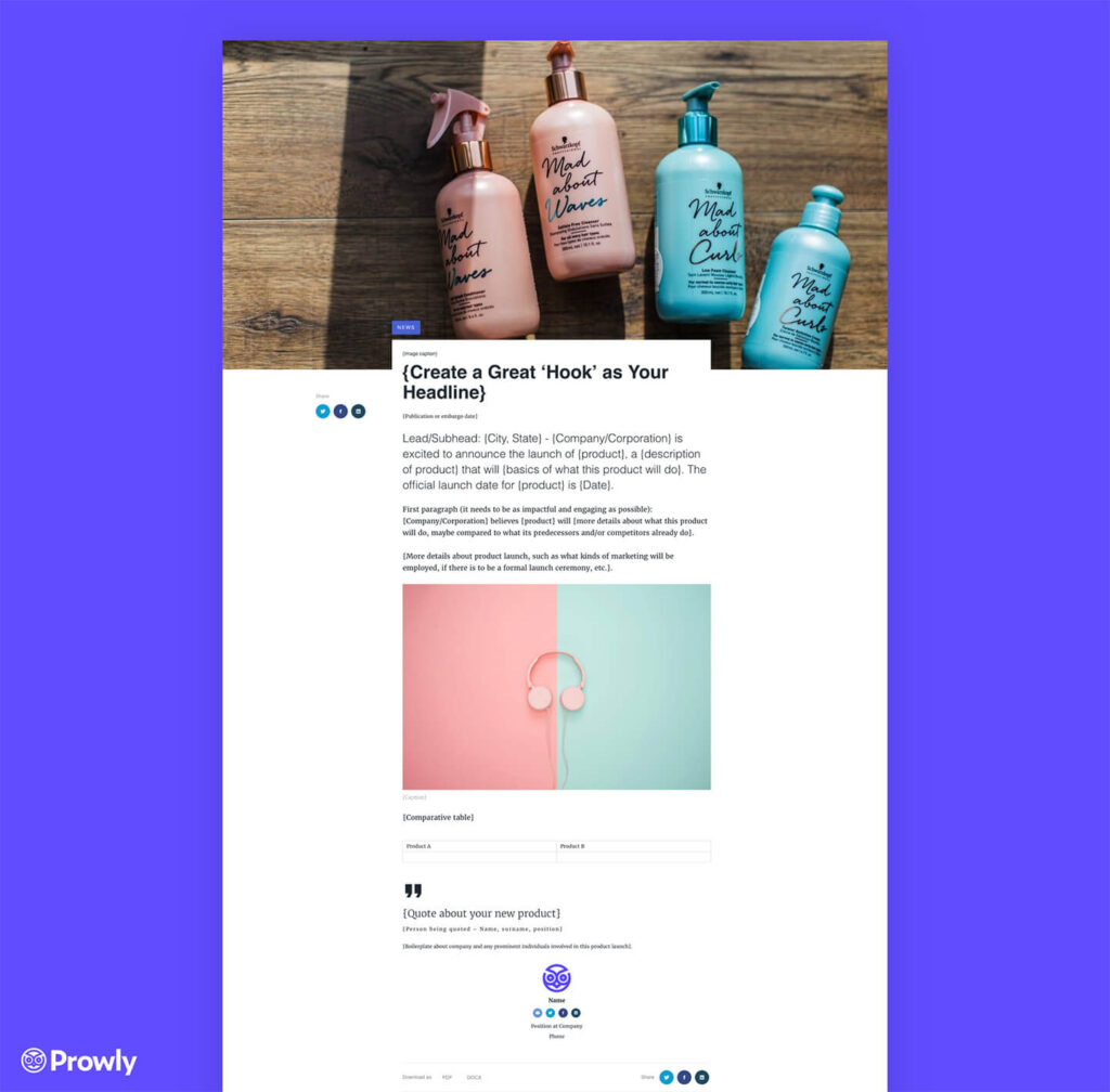 New Product Press Release Template