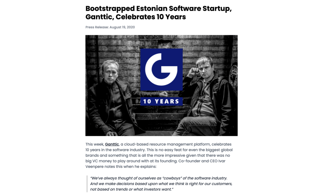Event press release example - Ganttic