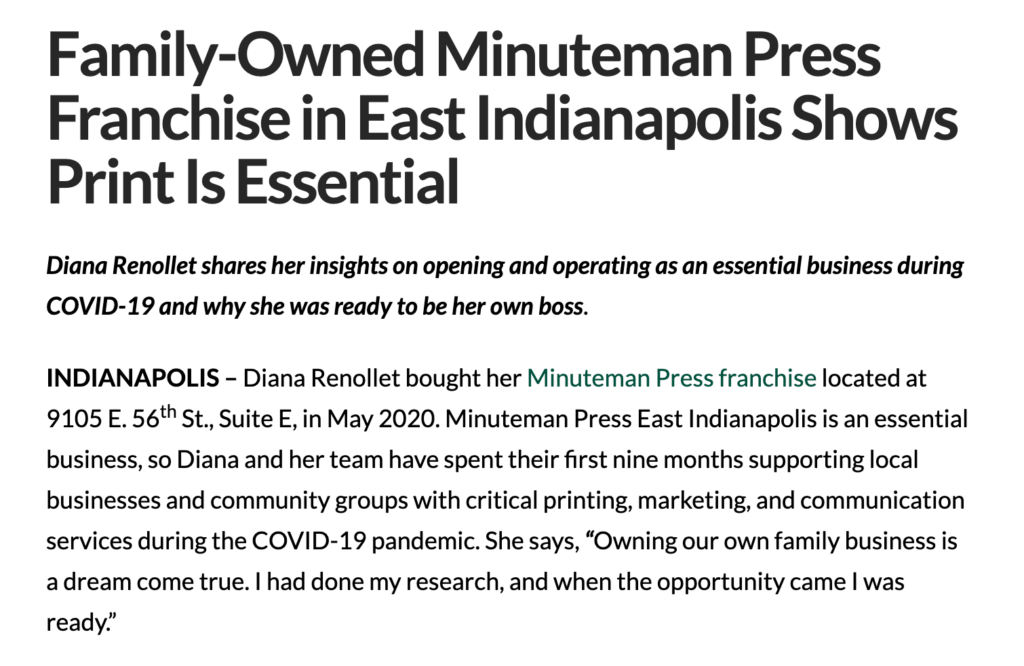 Press release example - Minuteman Press