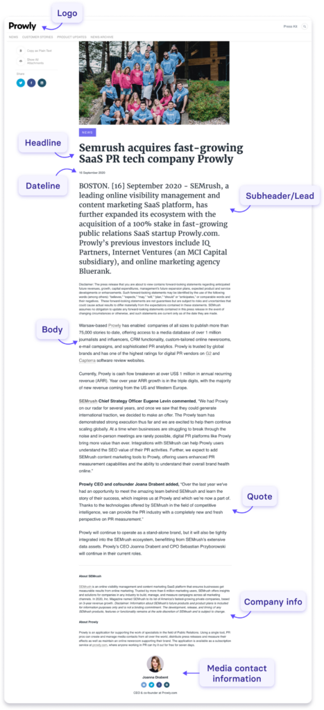 press release format